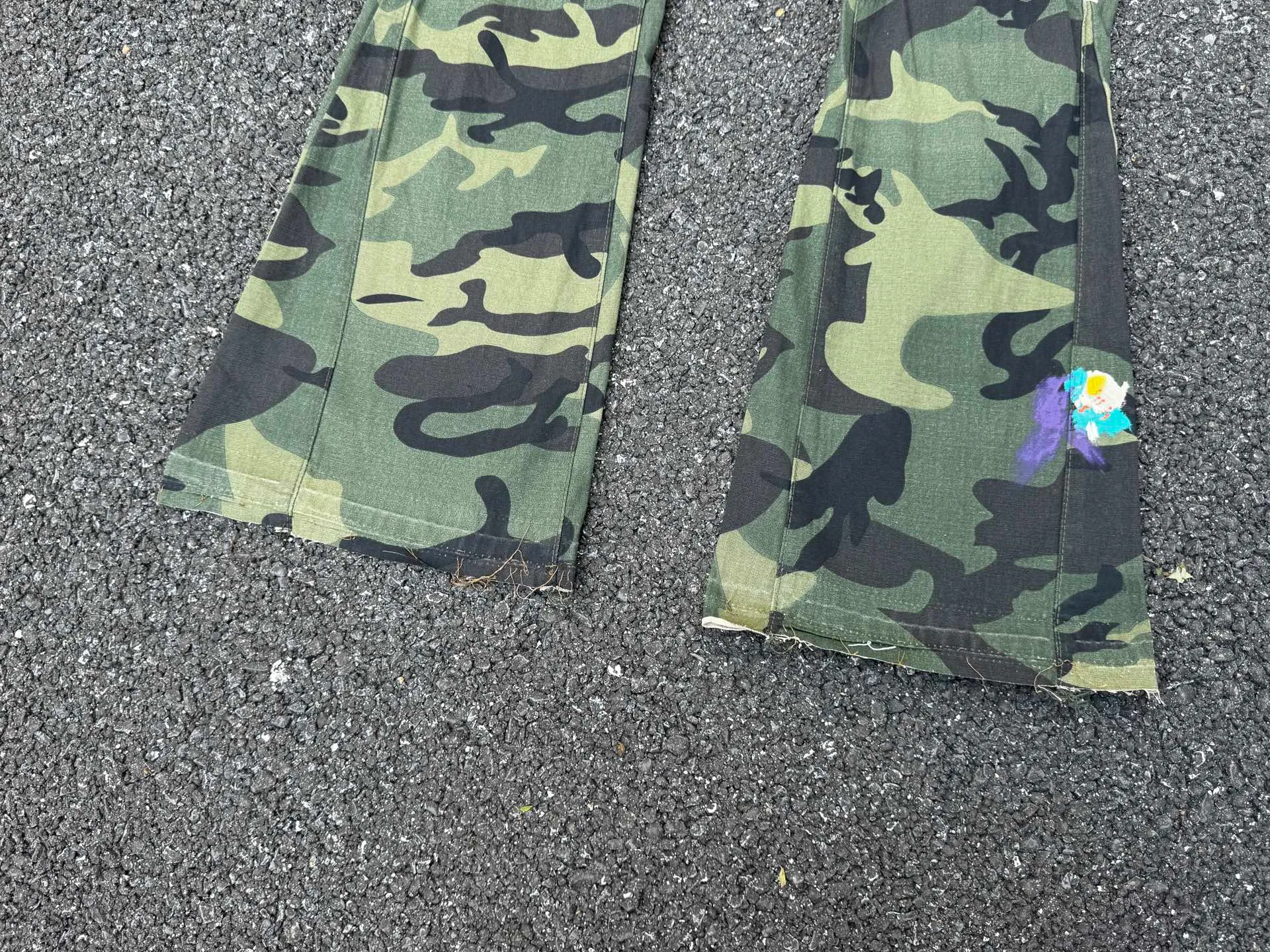 P250💰GA1 top version GALLERY DEPT. Camouflage splicing jeans micro-flared overalls Size: 28 30 32 34 36 (corresponding to S M L XL XXL)